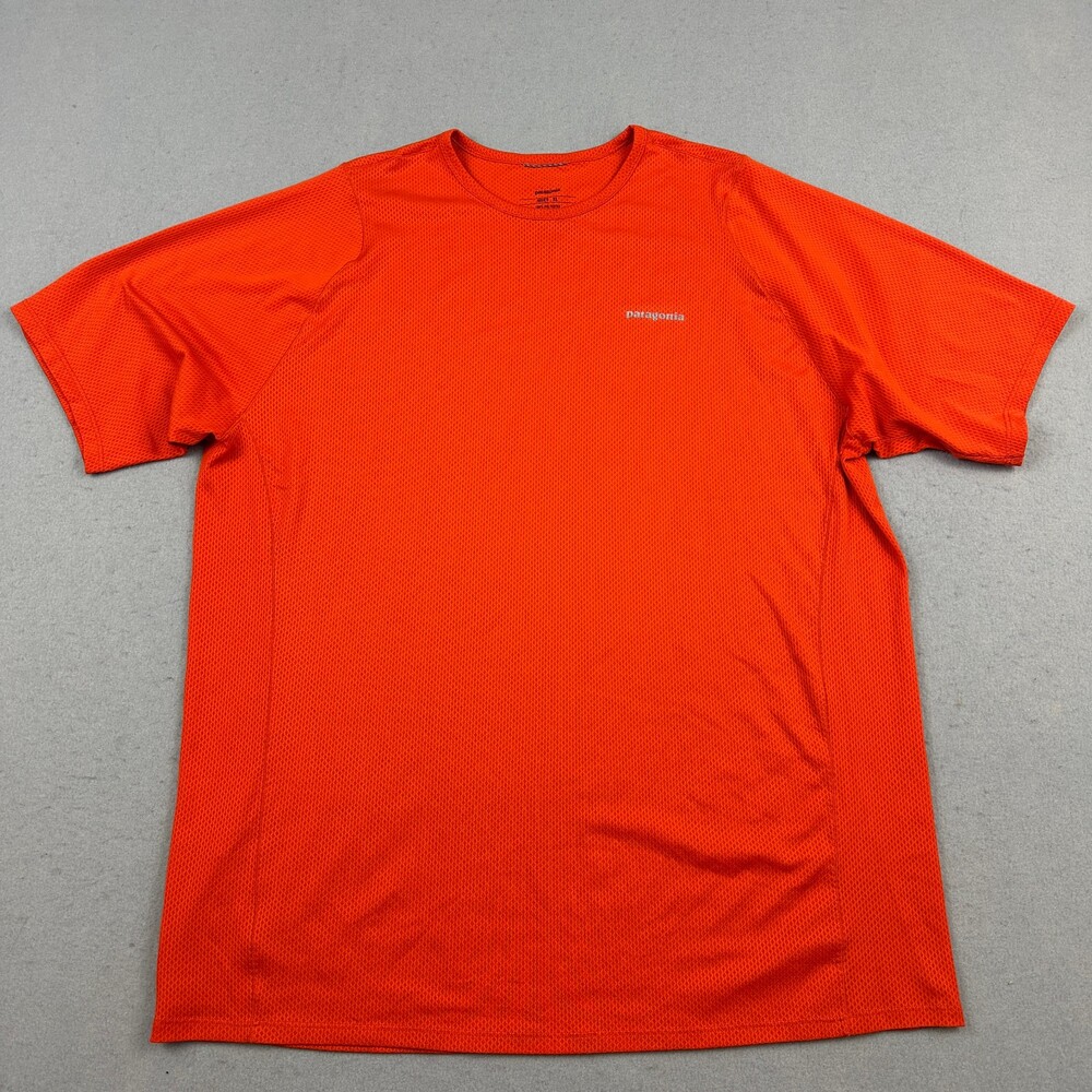 Patagonia Shirt Men Extra Large Orange Short Sleeve Crewneck Pullover Outdoor